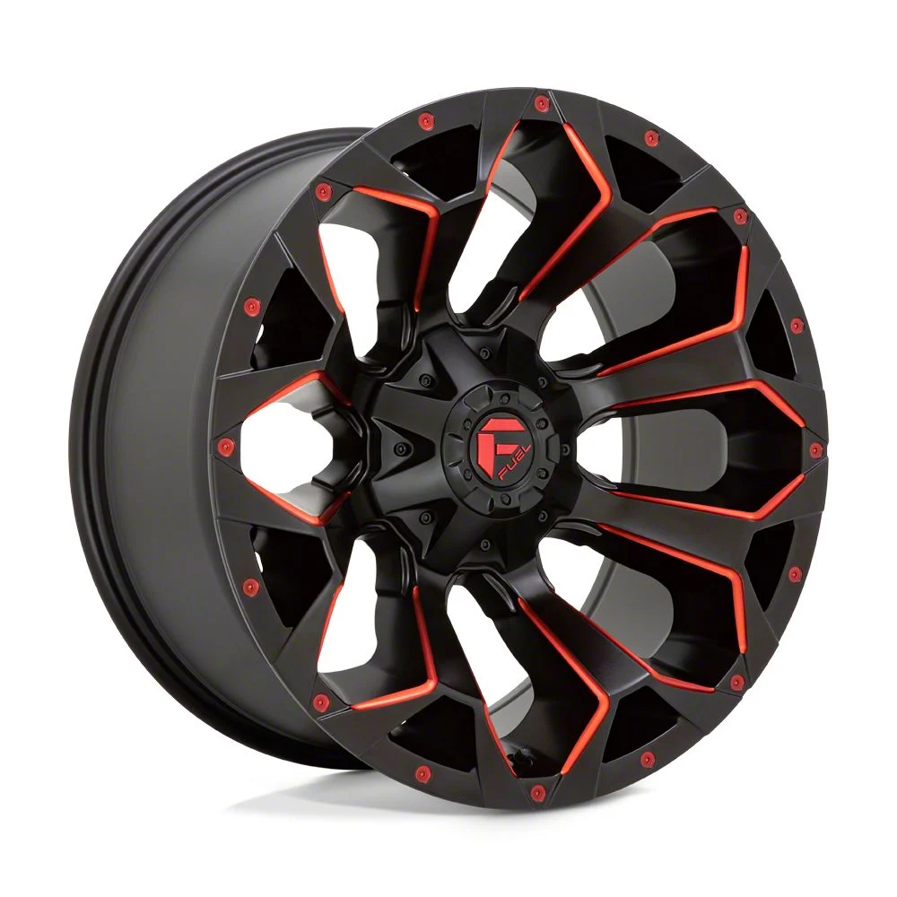 Fuel Wheels Assault Matte Black Red Milled 8-Lug Wheel; 20x9; 1mm Offset (15-19 Sierra 2500 HD)