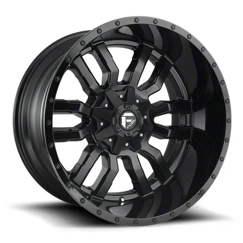 Fuel Wheels Sledge Matte Black with Gloss Black Lip 8-Lug Wheel; 18x9; 1mm Offset (15-19 Sierra 2500 HD)