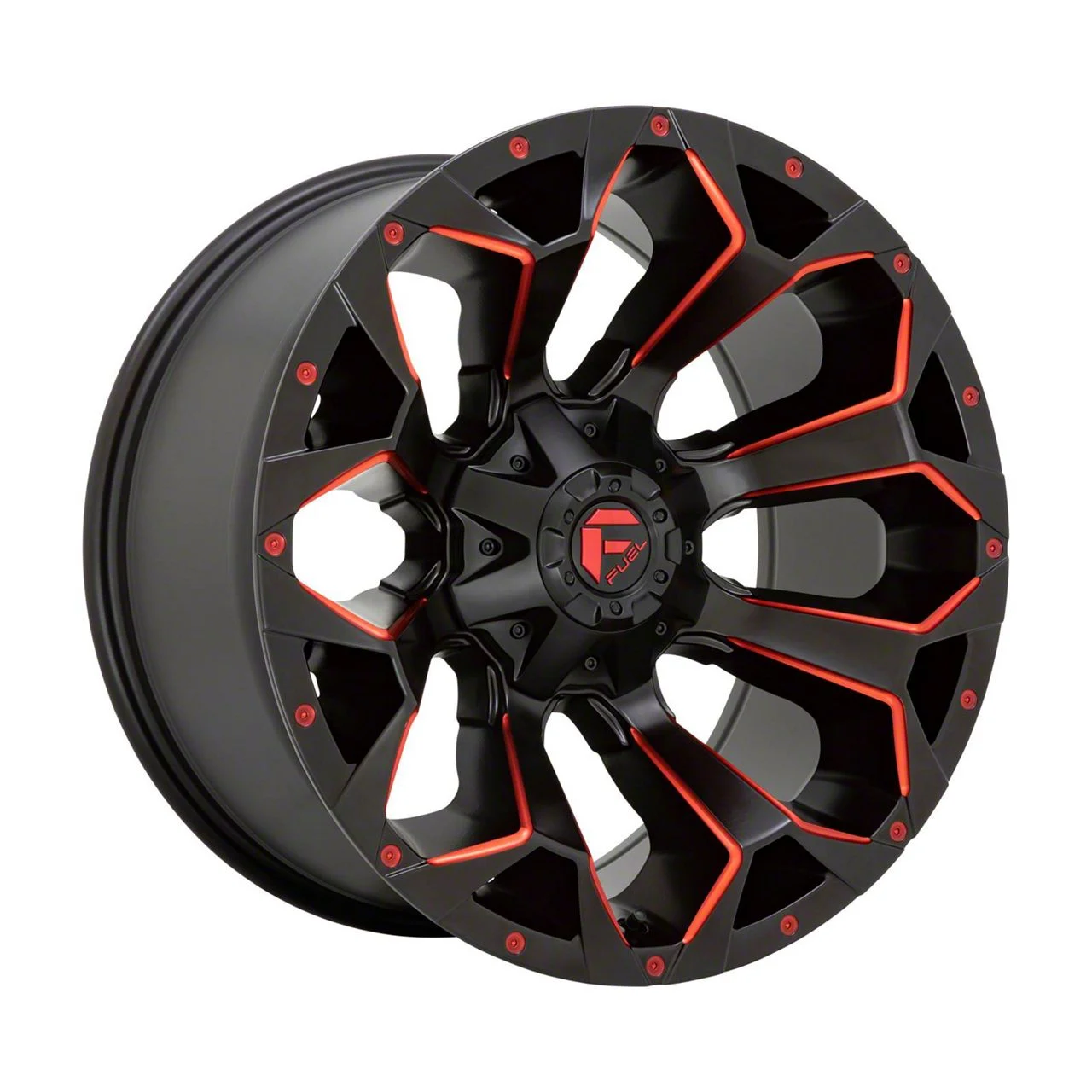 Fuel Wheels Assault Matte Black Red Milled 8-Lug Wheel; 20x10; -18mm Offset (20-26 Sierra 2500 HD)