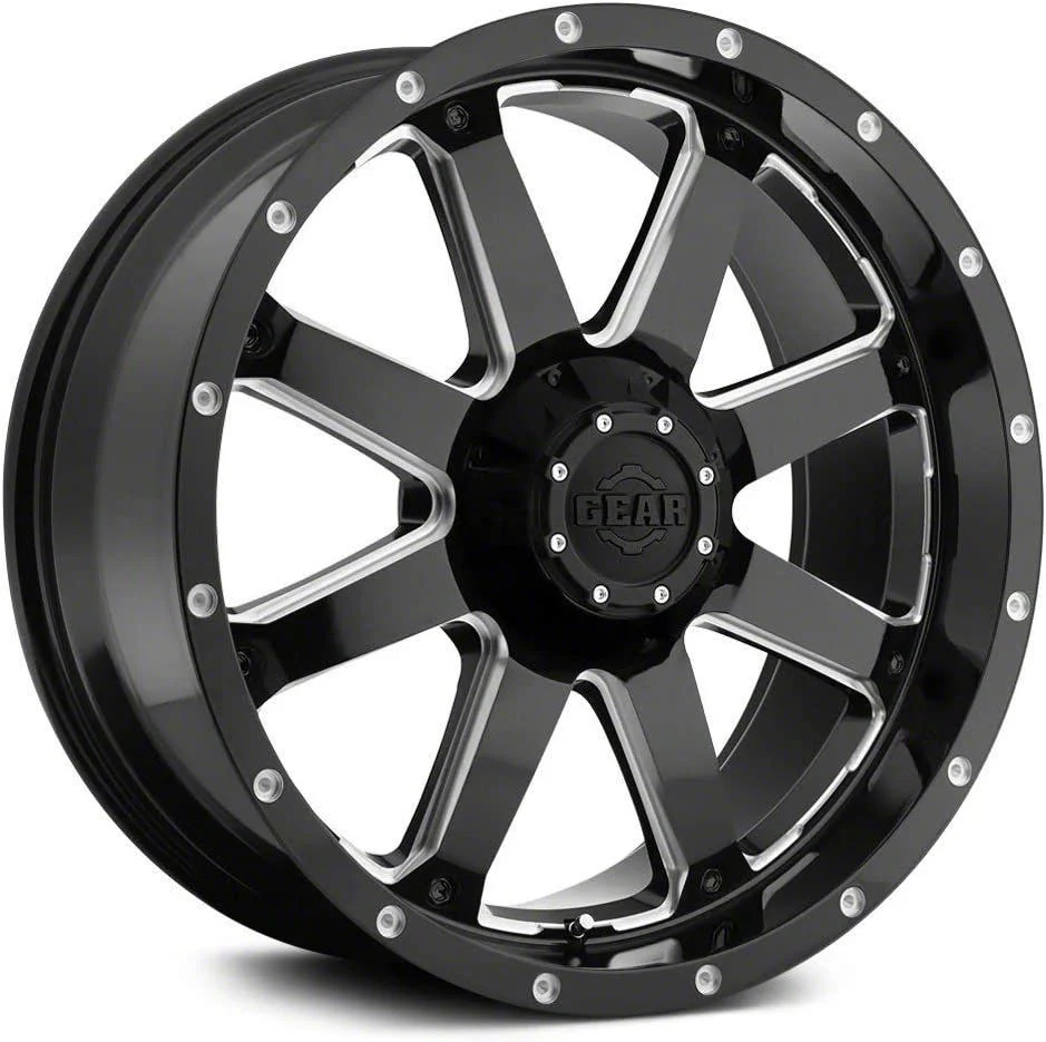 Gear Off-Road Big Block Gloss Black Milled 6-Lug Wheel; 20x9; 0mm Offset (19-23 Ranger)