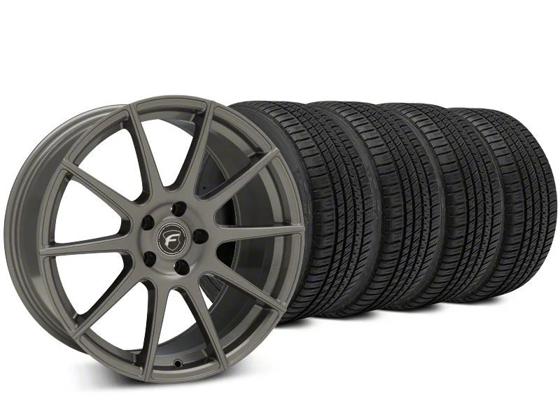 Forgestar CF10 Gunmetal Wheel and Michelin Pilot Sport A/S 3+ Tire Kit; 19x9.5 (15-22 Mustang Standard EcoBoost, V6)