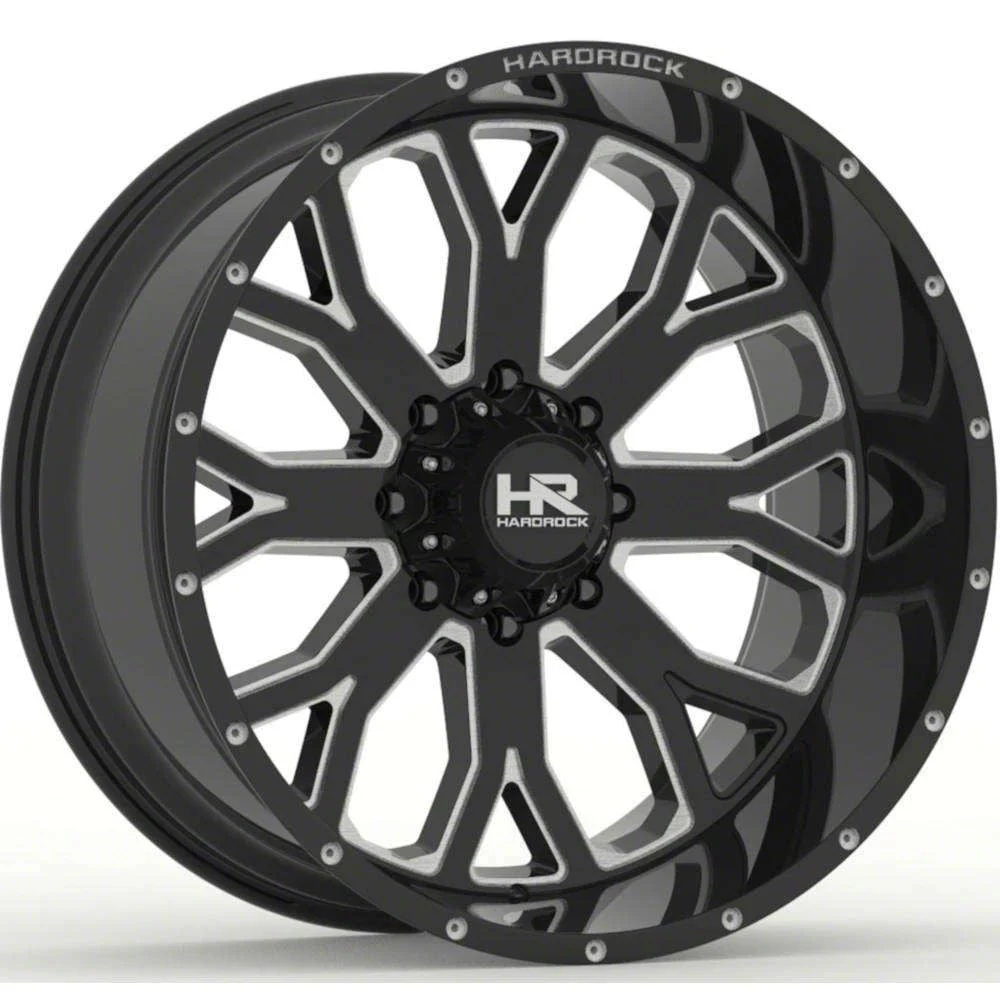 Hardrock Offroad Slammer Xposed Gloss Black Milled 6-Lug Wheel; 20x12; -44mm Offset (07-13 Sierra 1500)