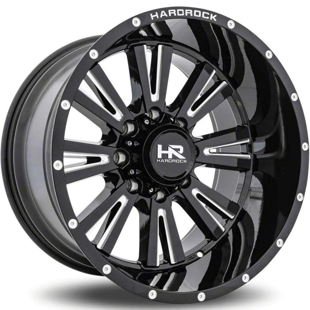Hardrock Offroad Spine Xposed Gloss Black Milled 6-Lug Wheel; 22x12; -44mm Offset (07-13 Sierra 1500)