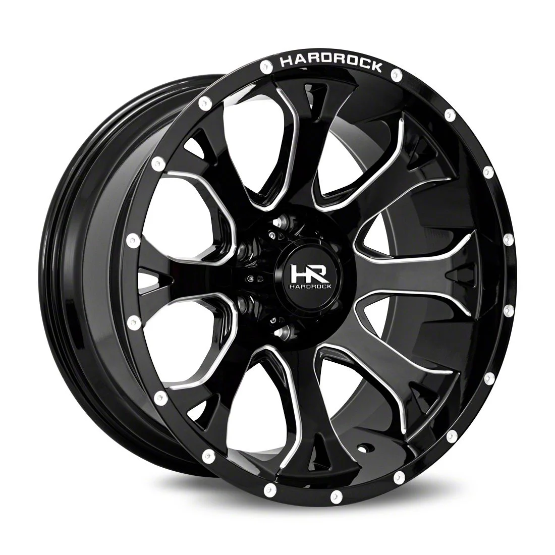 Hardrock Offroad BloodShot Xposed Gloss Black Milled 6-Lug Wheel; 20x10; -19mm Offset (14-18 Sierra 1500)