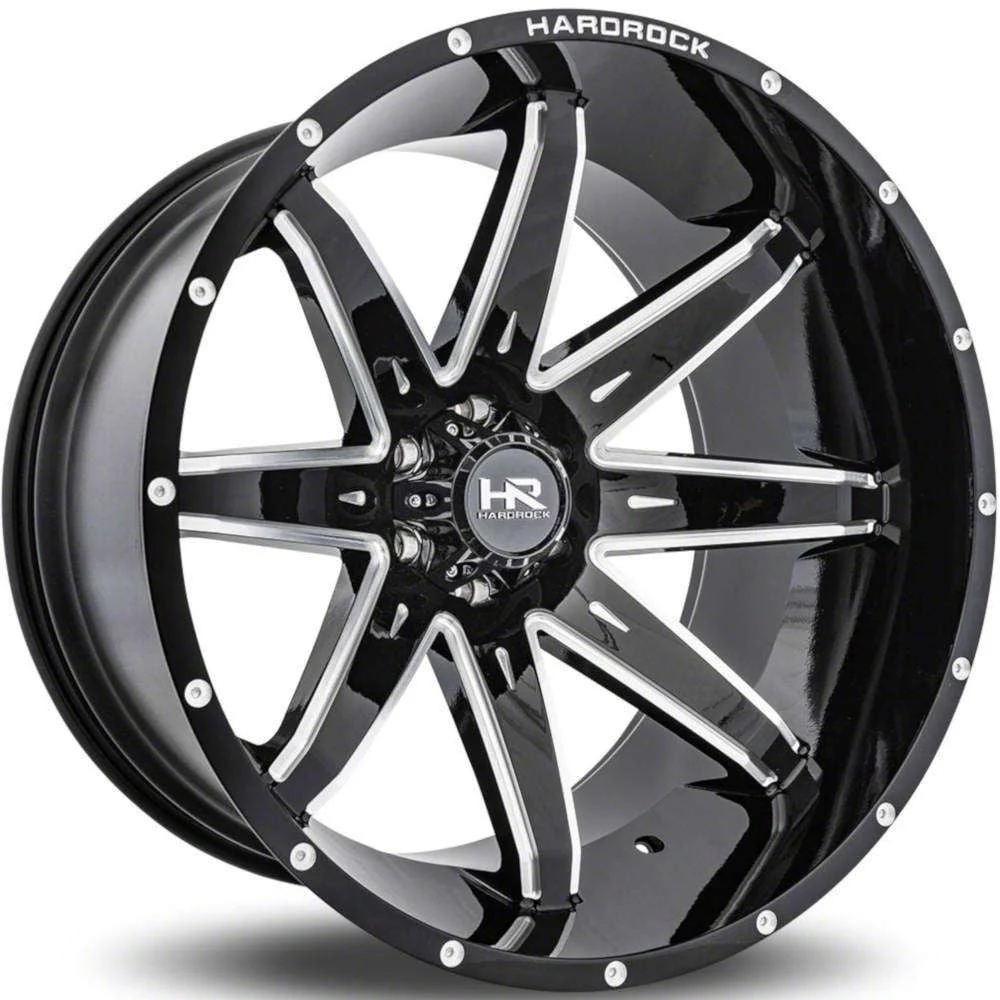 Hardrock Offroad PainKiller Xposed Gloss Black Milled 6-Lug Wheel; 20x9; 0mm Offset (14-18 Sierra 1500)