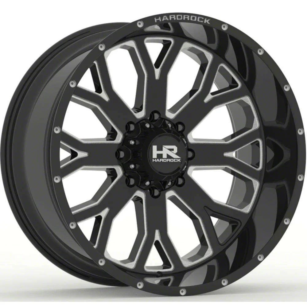Hardrock Offroad Slammer Xposed Gloss Black Milled 6-Lug Wheel; 20x10; -19mm Offset (14-18 Sierra 1500)