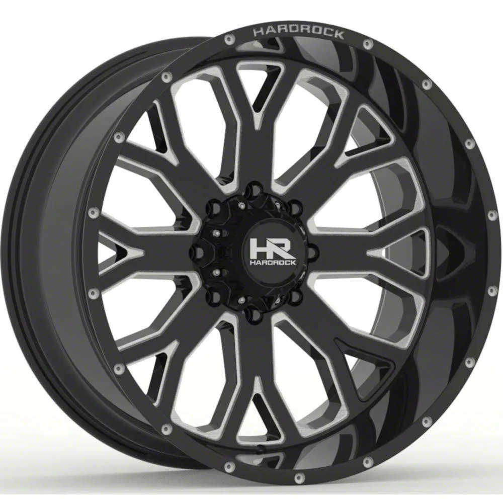 Hardrock Offroad Slammer Xposed Gloss Black Milled 6-Lug Wheel; 20x9; 0mm Offset (14-18 Sierra 1500)