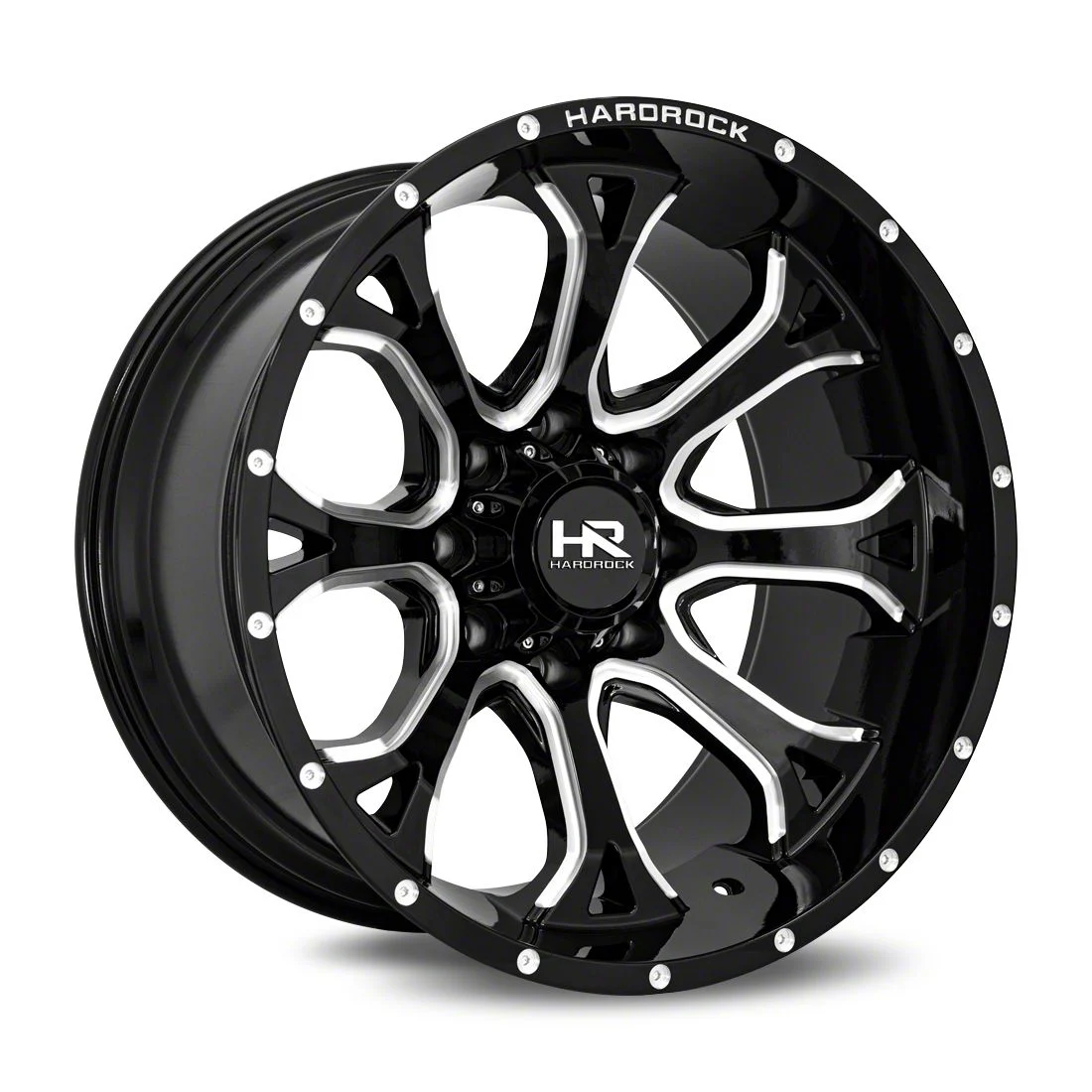 Hardrock Offroad BloodShot Xposed Gloss Black Milled 8-Lug Wheel; 22x12; -51mm Offset (15-19 Sierra 2500 HD)