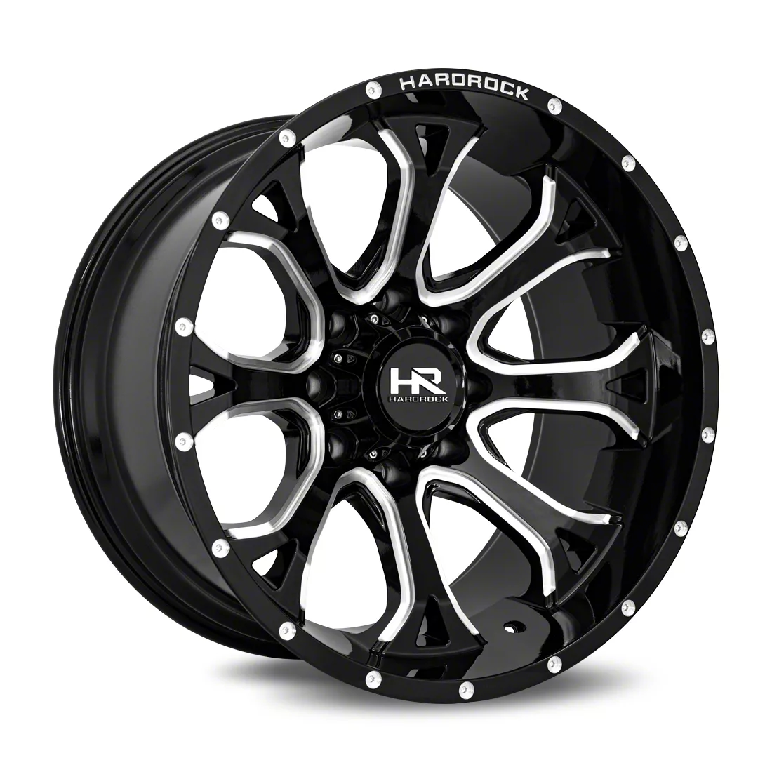 Hardrock Offroad BloodShot Xposed Gloss Black Milled 6-Lug Wheel; 22x12; -51mm Offset (19-26 Sierra 1500)