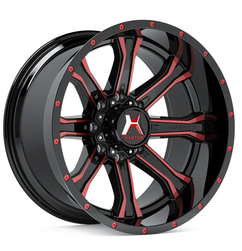 Hartes Metal Strike Gloss Black Milled with Red Tint 6-Lug Wheel; 20x9; 15mm Offset (07-14 Tahoe)