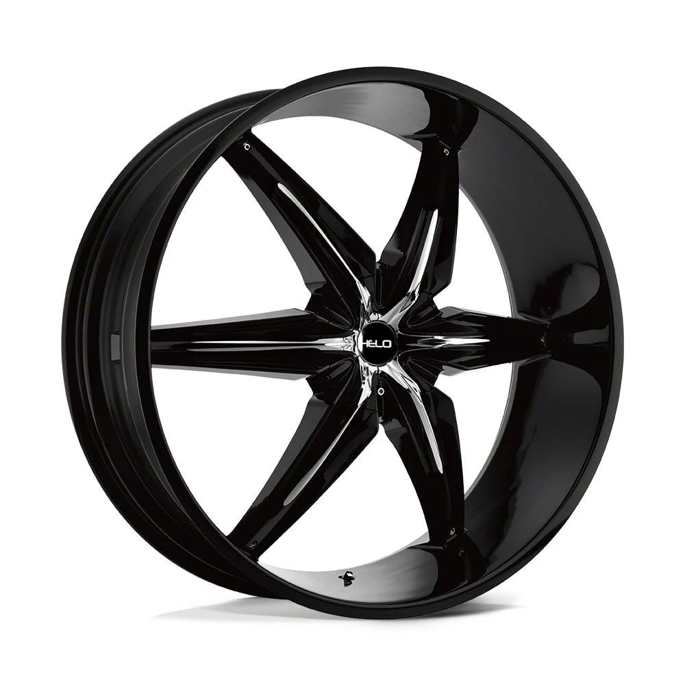 HELO HE866 Gloss Black with Removable Chrome Accents Wheel; 20x8.5; 35mm Offset (11-23 RWD Charger, Excluding Widebody)