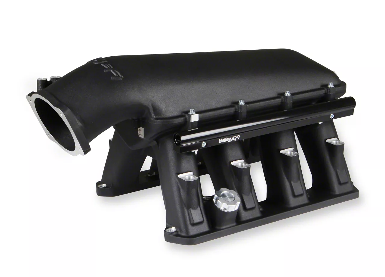 Holley EFI Gen III HEMI Hi-Ram EFI Intake Manifold with 105mm LS Throttle Body Mount; Black (08-20 5.7L HEMI, 6.1L HEMI, 6.4L HEMI Challenger)