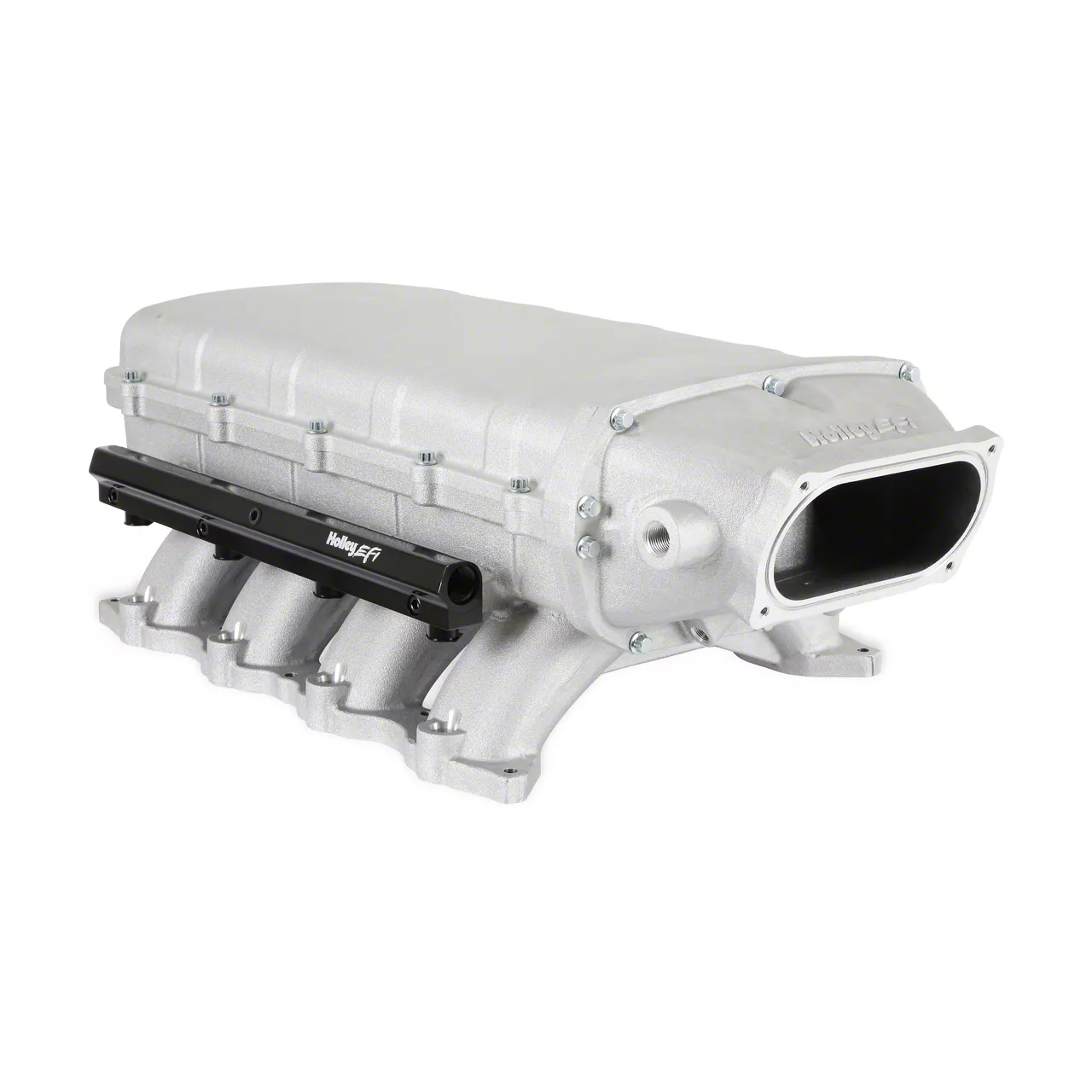 Holley EFI Ultra Lo-Ram Intake Manifold with 2007-2014 GT500 Throttle Body Mount; Satin (11-23 Mustang GT, GT350)