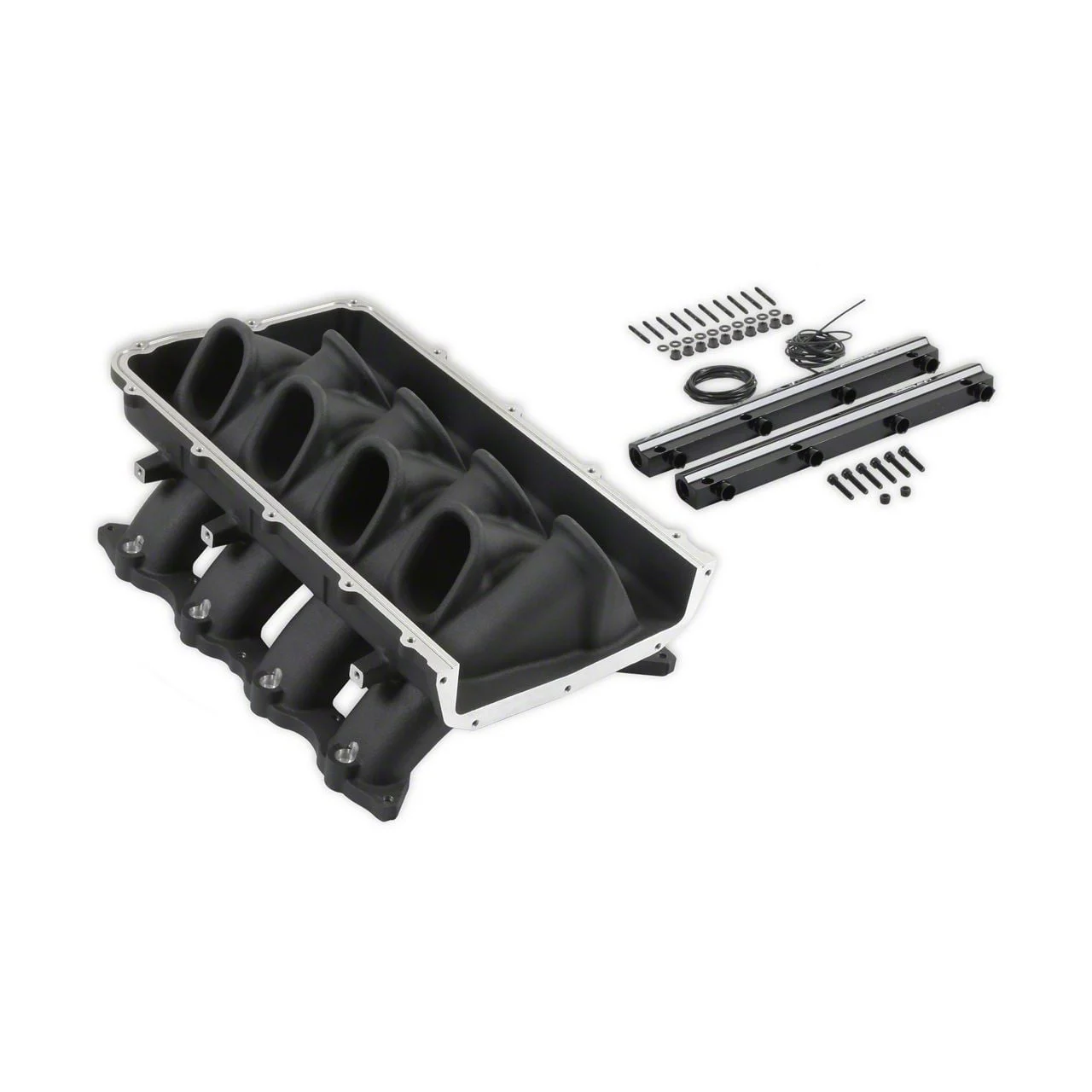 Holley EFI Ultra Lo-Ram Intake Manifold Base; Front Feed; Black (11-23 Mustang GT, GT350)