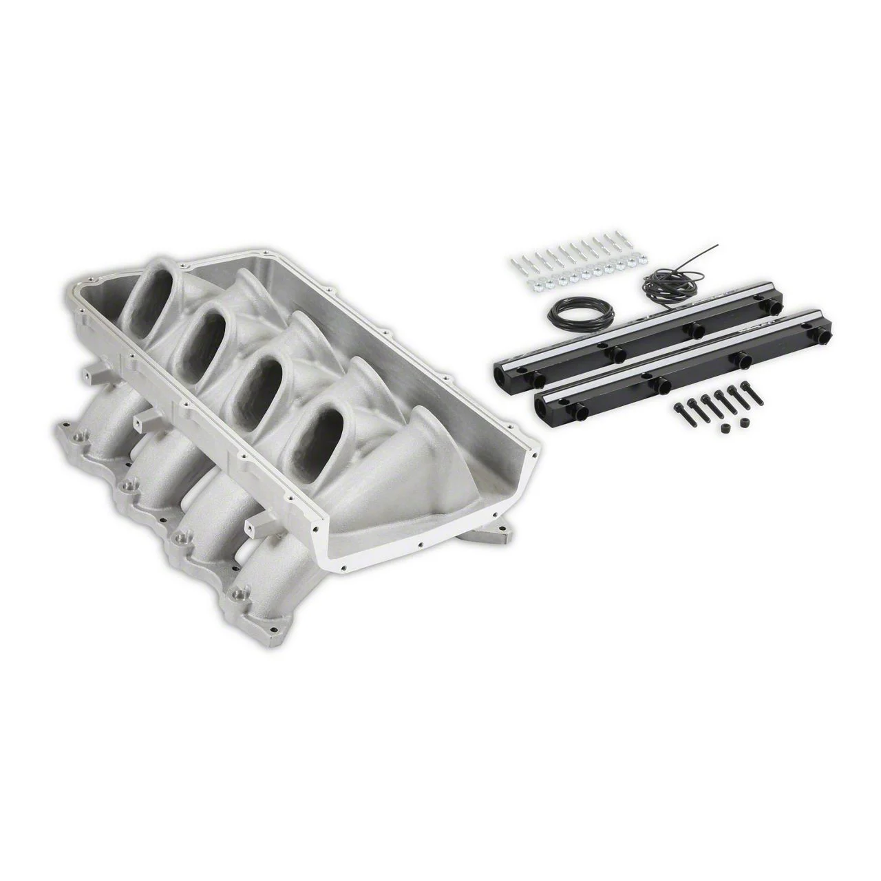 Holley EFI Ultra Lo-Ram Intake Manifold Base; Front Feed; Satin (11-23 Mustang GT, GT350)