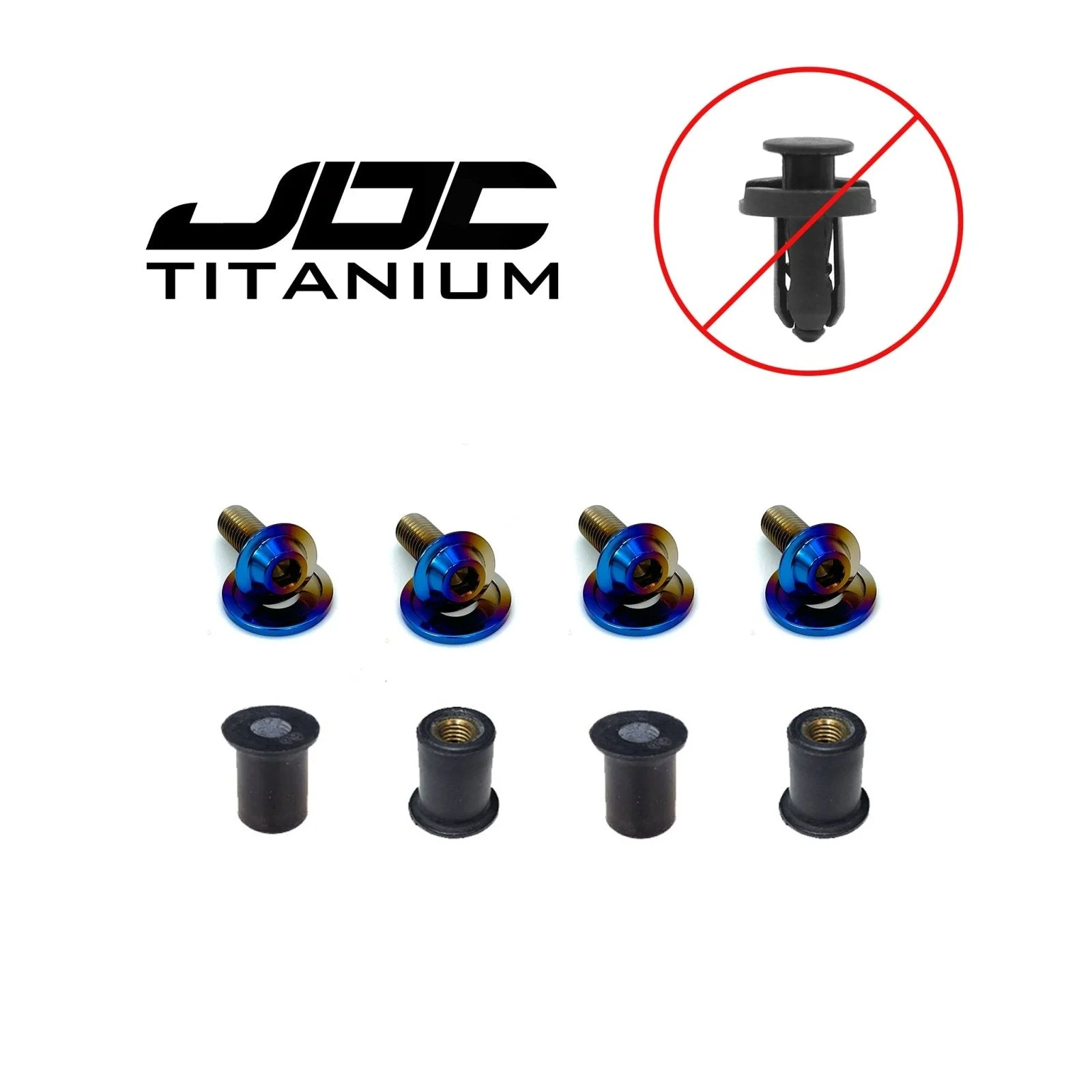 JDC Titanium Radiator Cooling Shroud Plastic Clip Replacement Kit | Evo 8/9
