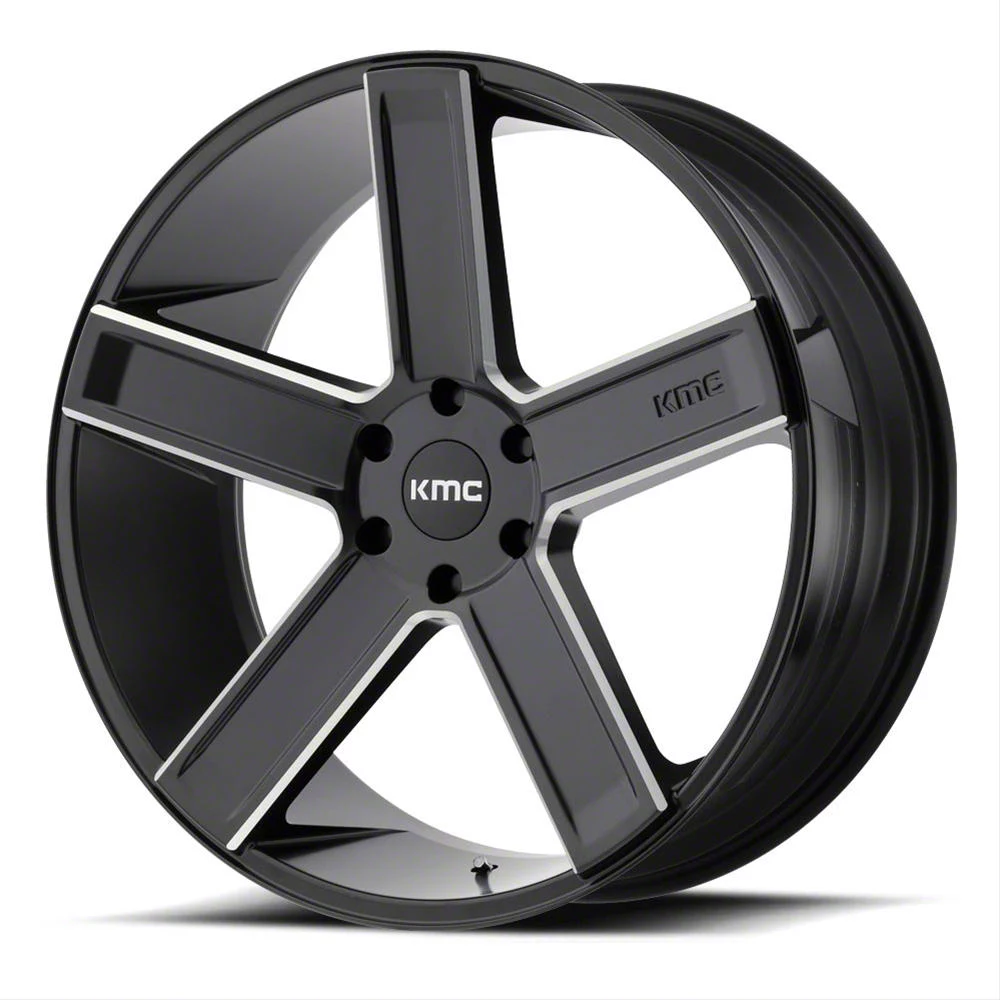 KMC Mesa Satin Black with Gloss Black Lip 8-Lug Wheel; 17x9; 18mm Offset (06-08 RAM 1500 Mega Cab)