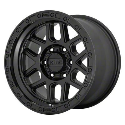 KMC Mesa Satin Black with Gloss Black Lip 8-Lug Wheel; 17x9; -12mm Offset (19-26 RAM 2500)