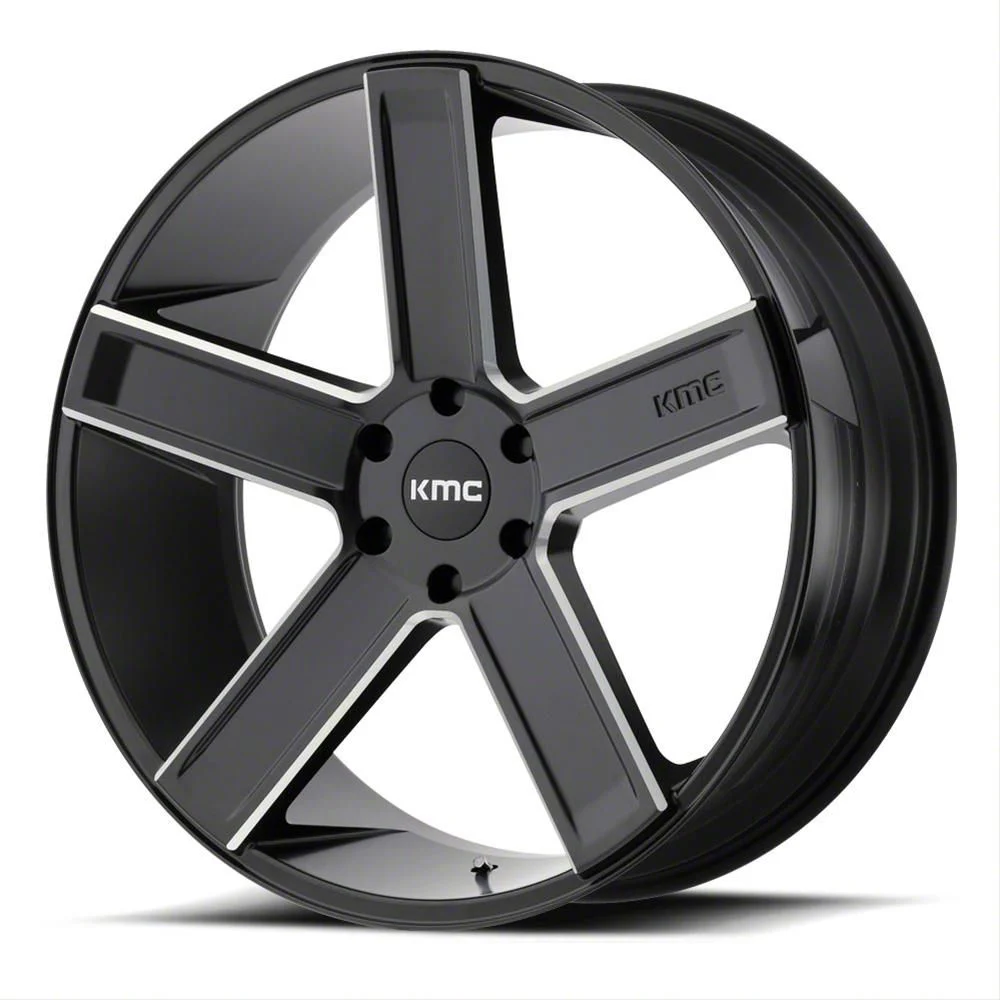 KMC Mesa Satin Black with Gloss Black Lip 8-Lug Wheel; 17x9; 18mm Offset (07-10 Sierra 2500 HD)