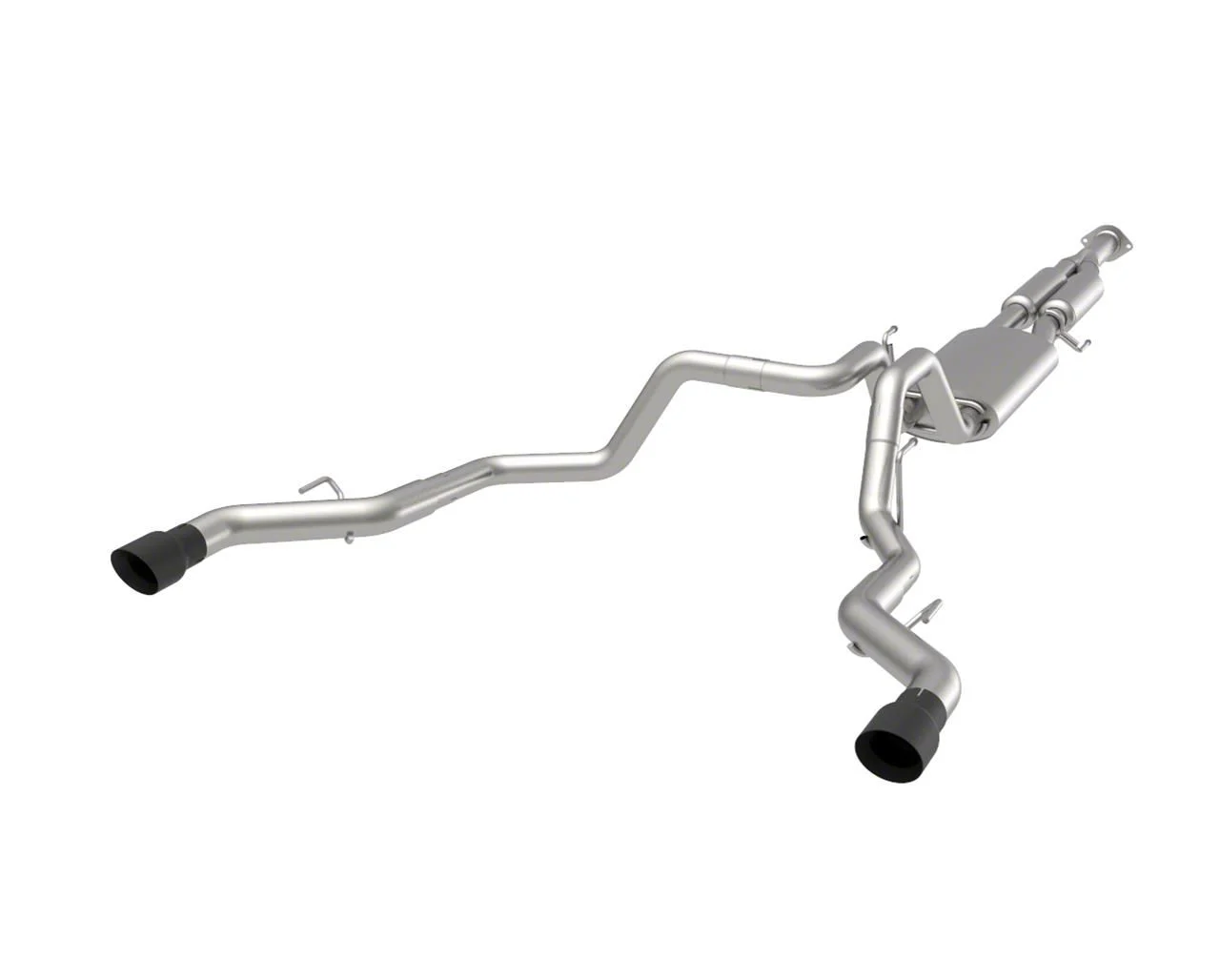 Kooks Dual Exhaust System with Black Tips; Rear Exit (15-20 3.5L EcoBoost F-150, Excluding Raptor & 19-20 Limited)