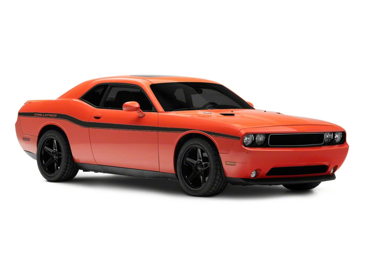 Mopar Licensed by SEC10 Lowerbelt Line Stripes with Challenger Block Logo; Matte Black (08-13 Challenger)