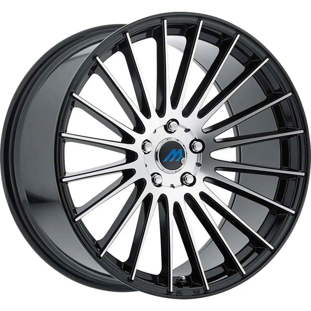 MACH Euro Concave ME.18 Glossy Black Machined Wheel; Rear Only; 20x10; 25mm Offset (08-23 RWD Challenger, Excluding Widebody)