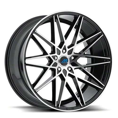 MACH Euro Concave ME.20 Glossy Black Machined Wheel; Rear Only; 20x10; 25mm Offset (08-23 RWD Challenger, Excluding Widebody)