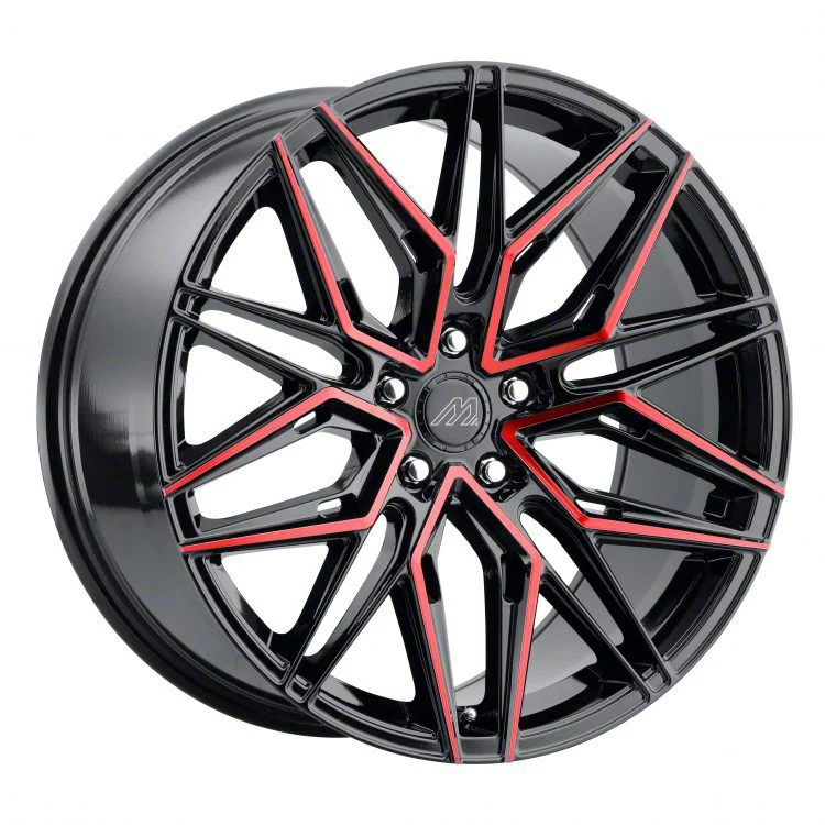 MACH Forged MF.6 Glossy Black with Red Face Wheel; 20x8.5; 35mm Offset (07-10 AWD Charger)