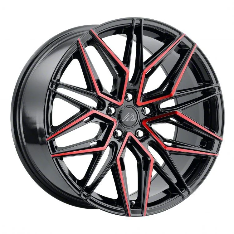 MACH Forged MF.6 Glossy Black with Red Face Wheel; 20x8.5; 35mm Offset (17-23 AWD Challenger)