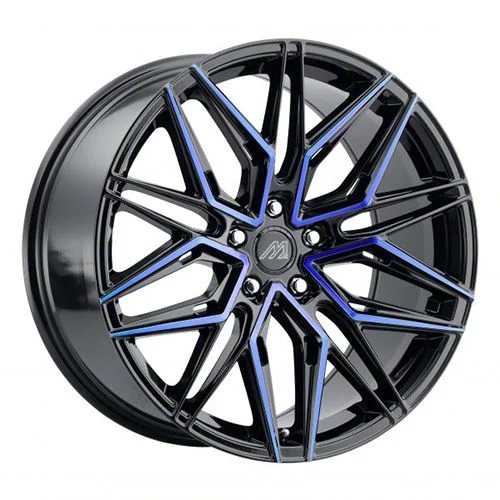 MACH Forged MF.6 Glossy Black with Blue Face Wheel; 20x8.5; 35mm Offset (11-23 AWD Charger)
