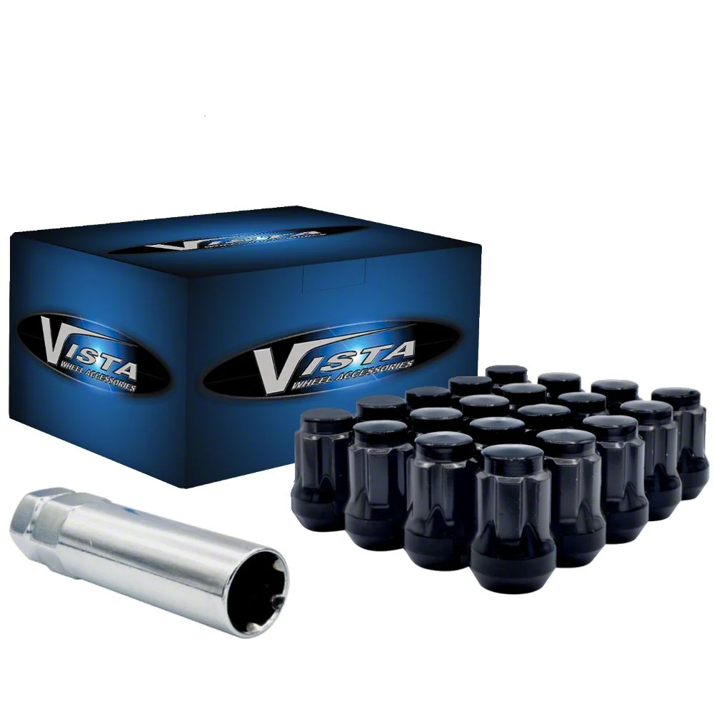 Black 6-Spline Lug Nut Kit for Aftermarket Wheels; 14mm x 1.5; Set of 20 (21-26 Mustang Mach-E)