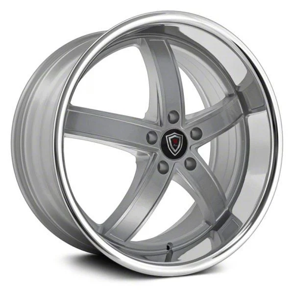 Marquee Wheels M5330A Silver Machined with Stainless Lip Wheel; Rear Only; 22x10.5; 20mm Offset (06-10 RWD Charger)