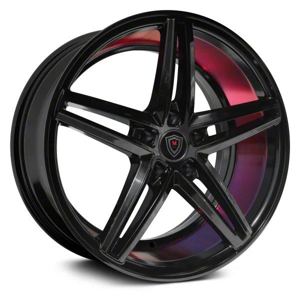 Marquee Wheels M8571 Gloss Black with Red Milled Accents Wheel; 18x8; 15mm Offset (06-10 RWD Charger)
