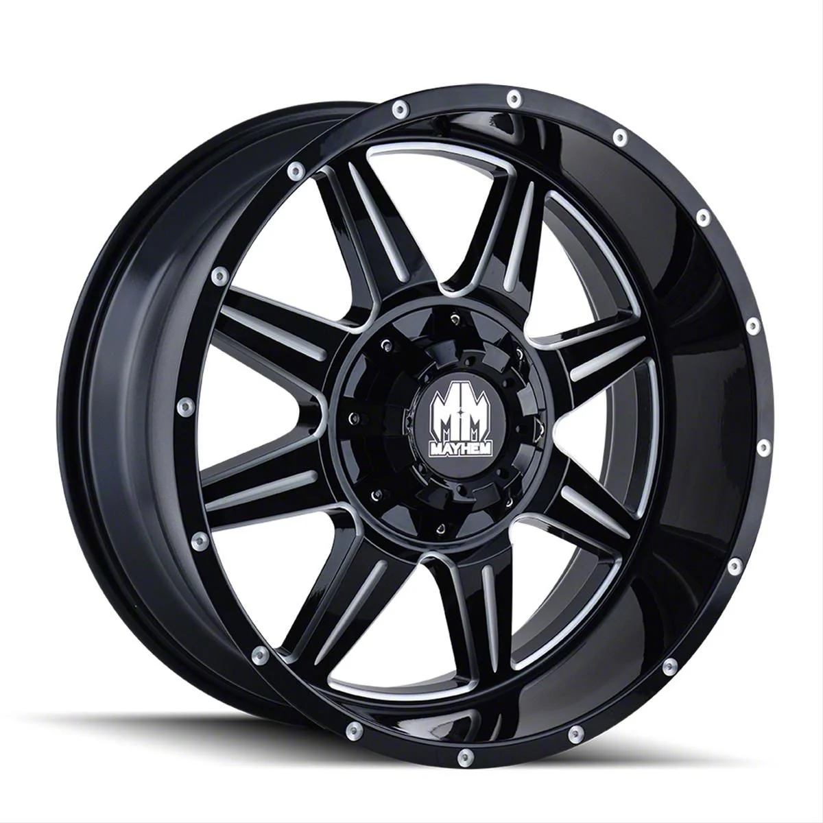 Mayhem Wheels Monstir Gloss Black Milled 6-Lug Wheel; 20x10; -12mm Offset (19-23 Ranger)