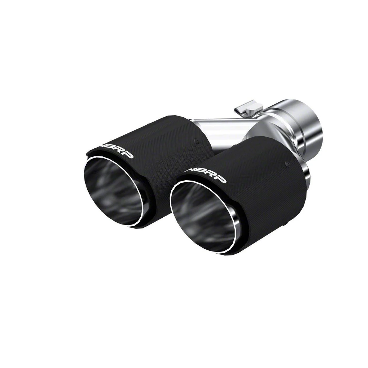 MBRP Angled Cut Dual Round Exhaust Tip; 3.50-Inch; Carbon Fiber; Passenger Side (Fits 2.50-Inch Tailpipe)