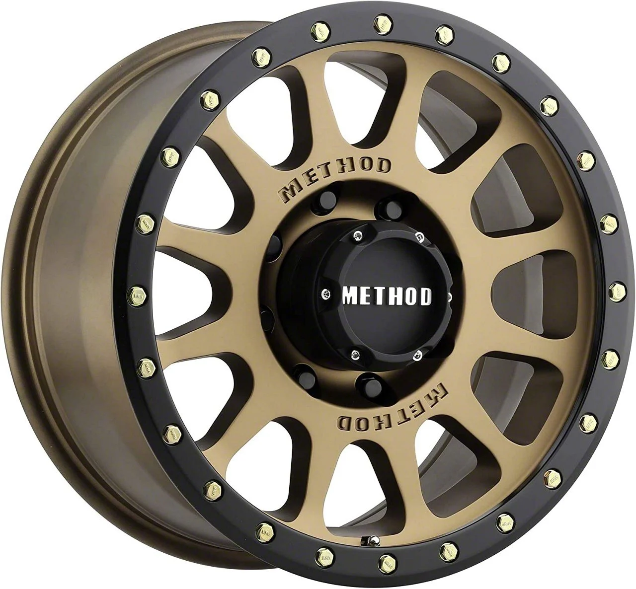 Method Race Wheels MR305 NV Bronze with Matte Black Lip 8-Lug Wheel; 20x10; -18mm Offset (15-19 Sierra 2500 HD)