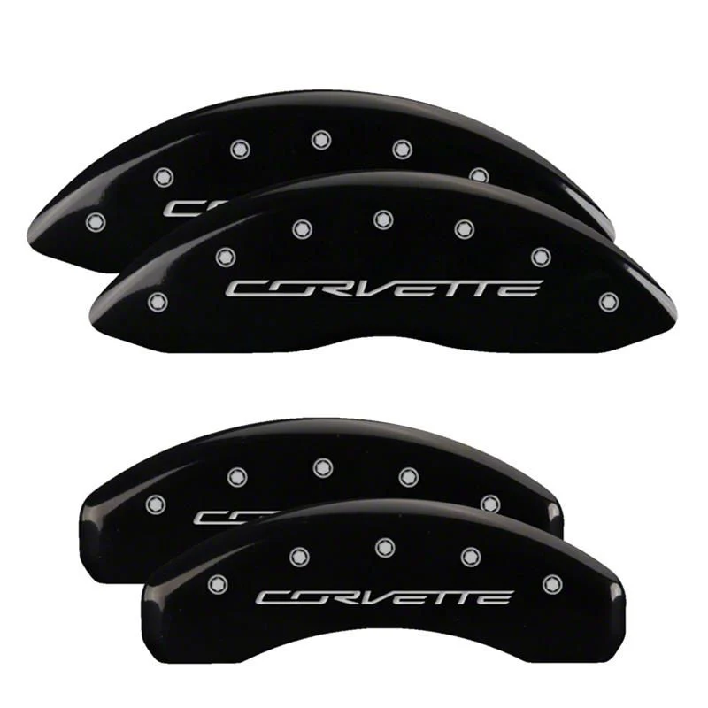 MGP Brake Caliper Covers with Corvette Logo; Black; Front and Rear (14-19 Corvette C7 Stingray w/ Standard JL9 Brake Package)