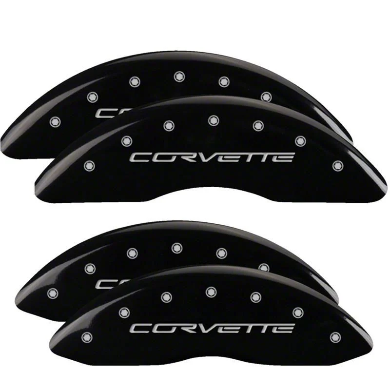MGP Brake Caliper Covers with Corvette Logo; Black; Front and Rear (06-13 Corvette C6 427, Grand Sport, Z06 w/o Z07 Brake Package)