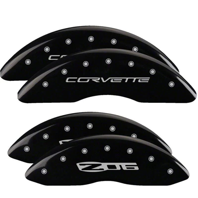 MGP Brake Caliper Covers with Corvette Z06 Logo; Black; Front and Rear (06-13 Corvette C6 427, Grand Sport, Z06 w/o Z07 Brake Package)
