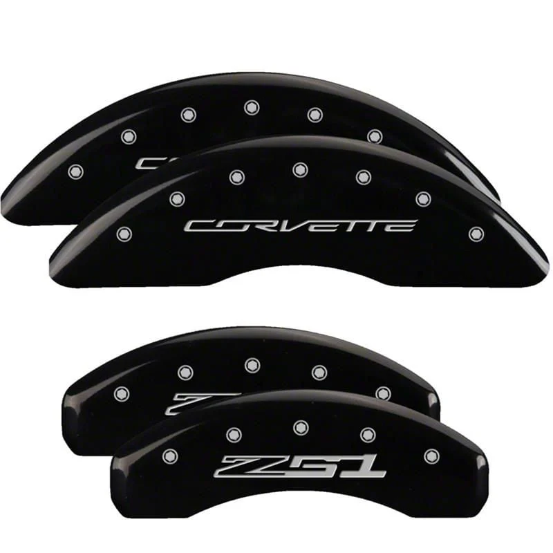 MGP Brake Caliper Covers with Corvette Z51 Logo; Black; Front and Rear (14-19 Corvette C7 Stingray w/ J55 Brake Package)