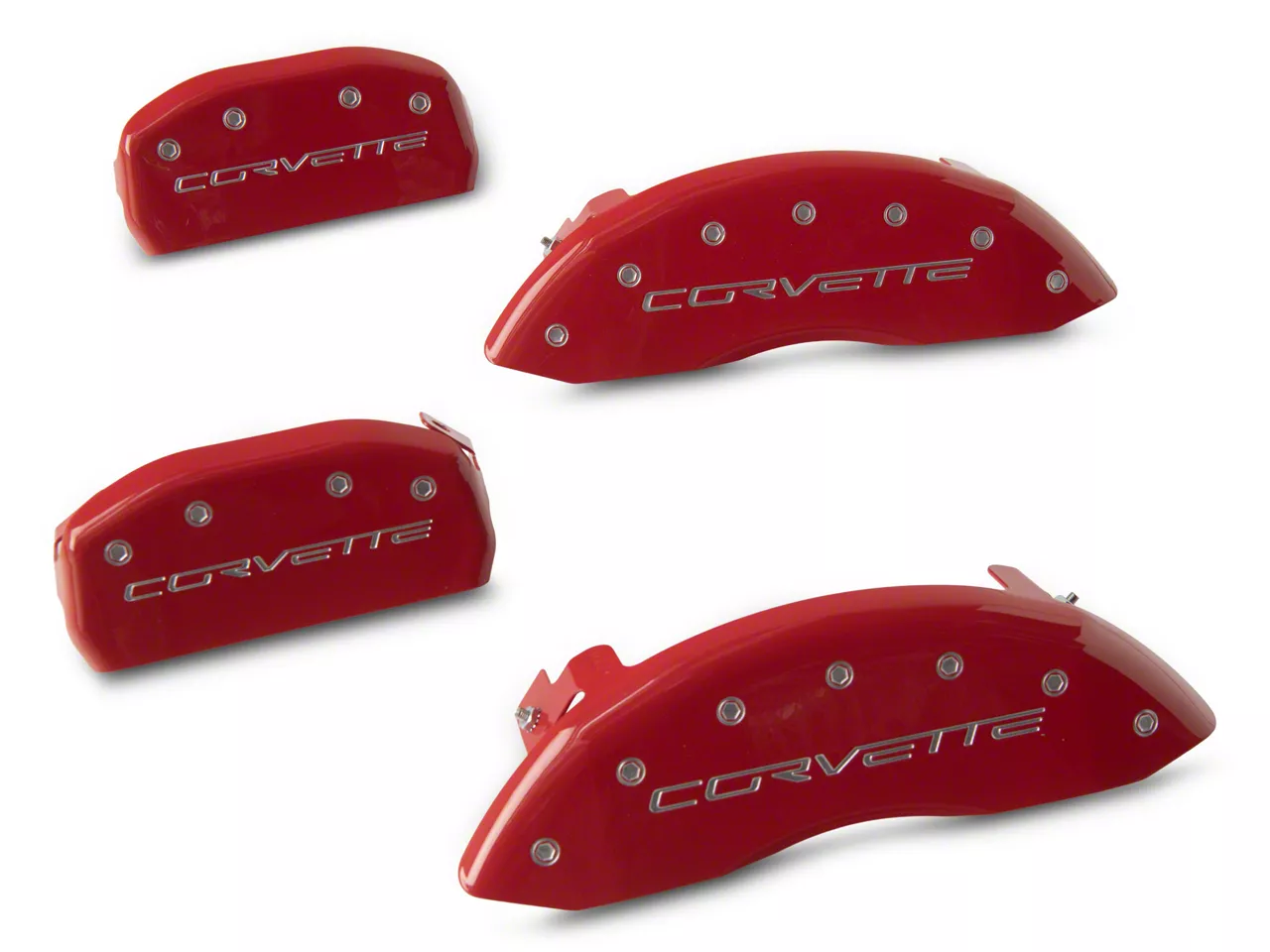 MGP Brake Caliper Covers with Corvette Logo; Red; Front and Rear (05-13 Corvette C6 Base)