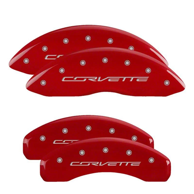 MGP Brake Caliper Covers with Corvette Logo; Red; Front and Rear (14-19 Corvette C7 Stingray w/ Standard JL9 Brake Package)
