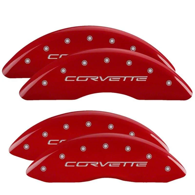 MGP Brake Caliper Covers with Corvette Logo; Red; Front and Rear (06-13 Corvette C6 427, Grand Sport, Z06 w/o Z07 Brake Package)