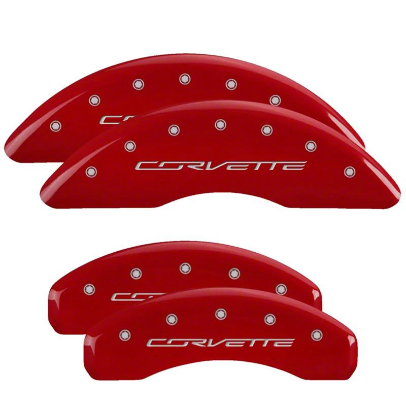 MGP Brake Caliper Covers with Corvette Logo; Red; Front and Rear (14-19 Corvette C7 Stingray w/ J55 Brake Package)