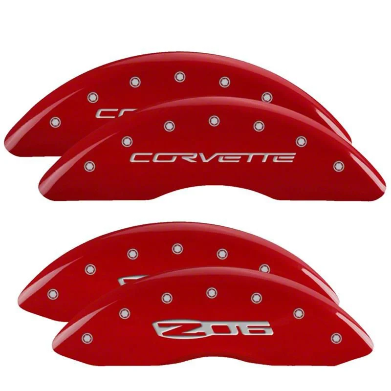 MGP Brake Caliper Covers with Corvette Z06 Logo; Red; Front and Rear (06-13 Corvette C6 427, Grand Sport, Z06 w/o Z07 Brake Package)