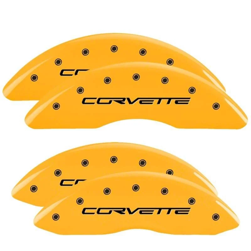 MGP Brake Caliper Covers with Corvette Logo; Yellow; Front and Rear (06-13 Corvette C6 427, Grand Sport, Z06 w/o Z07 Brake Package)