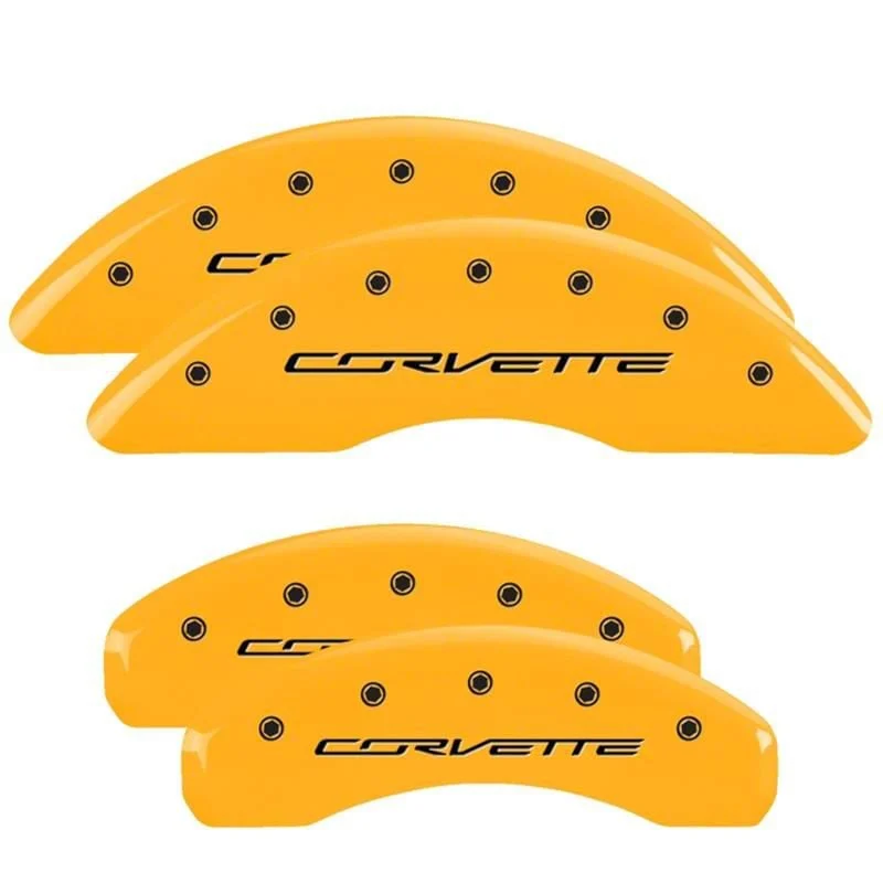 MGP Brake Caliper Covers with Corvette Logo; Yellow; Front and Rear (14-19 Corvette C7 Stingray w/ J55 Brake Package)