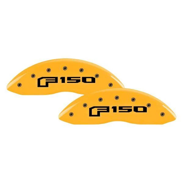 MGP Brake Caliper Covers with 2015 Style F-150 Logo; Yellow; Front and Rear (21-26 F-150)
