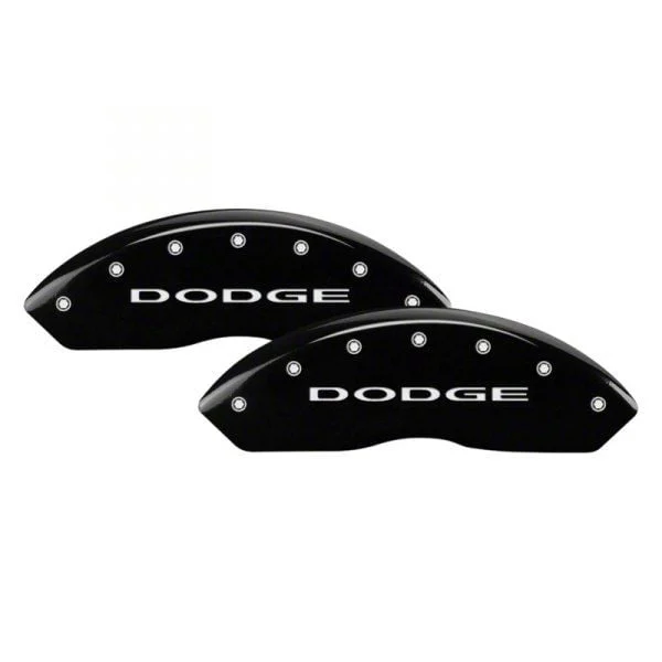 MGP Brake Caliper Covers with Dodge Logo; Black; Front and Rear (2010 RAM 2500)