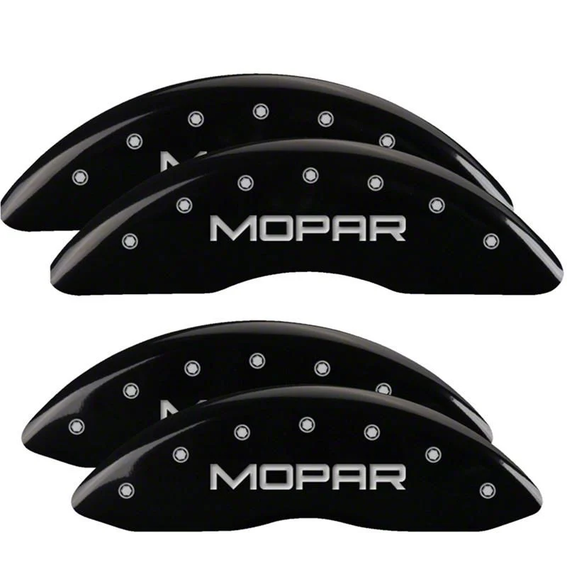 MGP Brake Caliper Covers with MOPAR Logo; Black; Front and Rear (2010 RAM 2500)